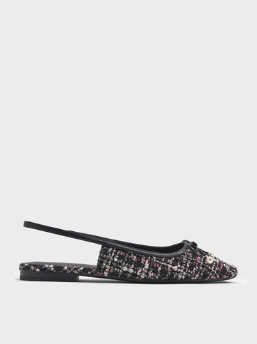 Barbara Tweed Pearl-Bow Slingback Flats, Multi, hi-res