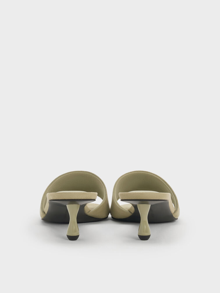Ruthie Faux Suede Heeled Mules, Olive, hi-res