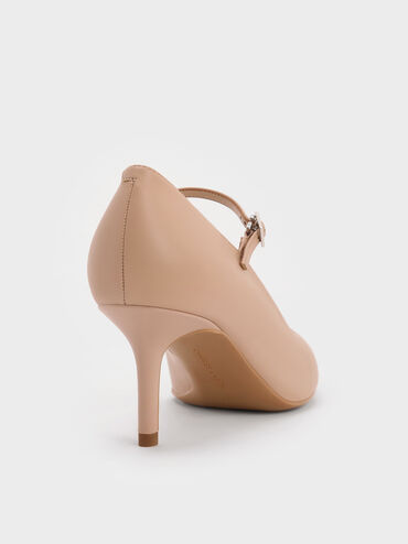 Pointed Mary Jane Pumps, Nude, hi-res