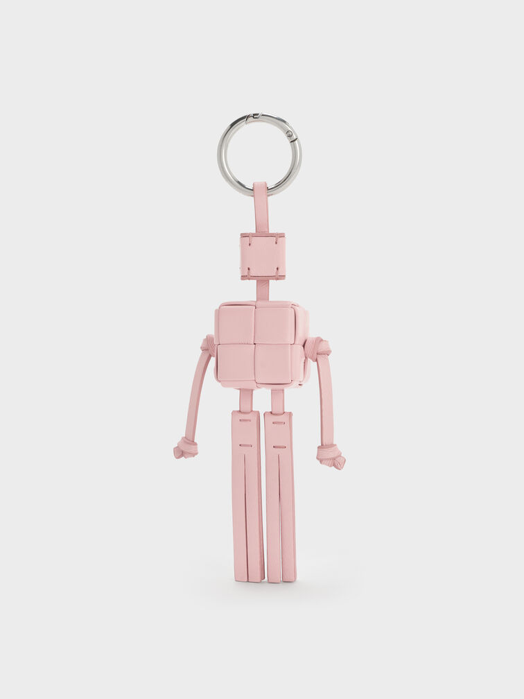 Ivette Woven Robot Bag Charm, Cotton Candy Pink, hi-res