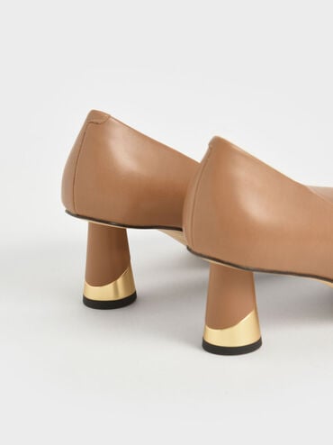 Cammie Metallic-Heel Pumps, Camel, hi-res