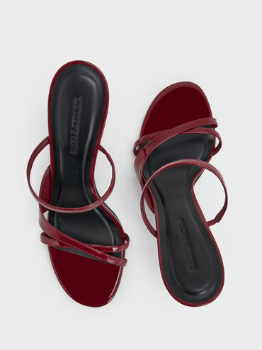 Wynn Patent Strappy Heeled Mules, Red, hi-res