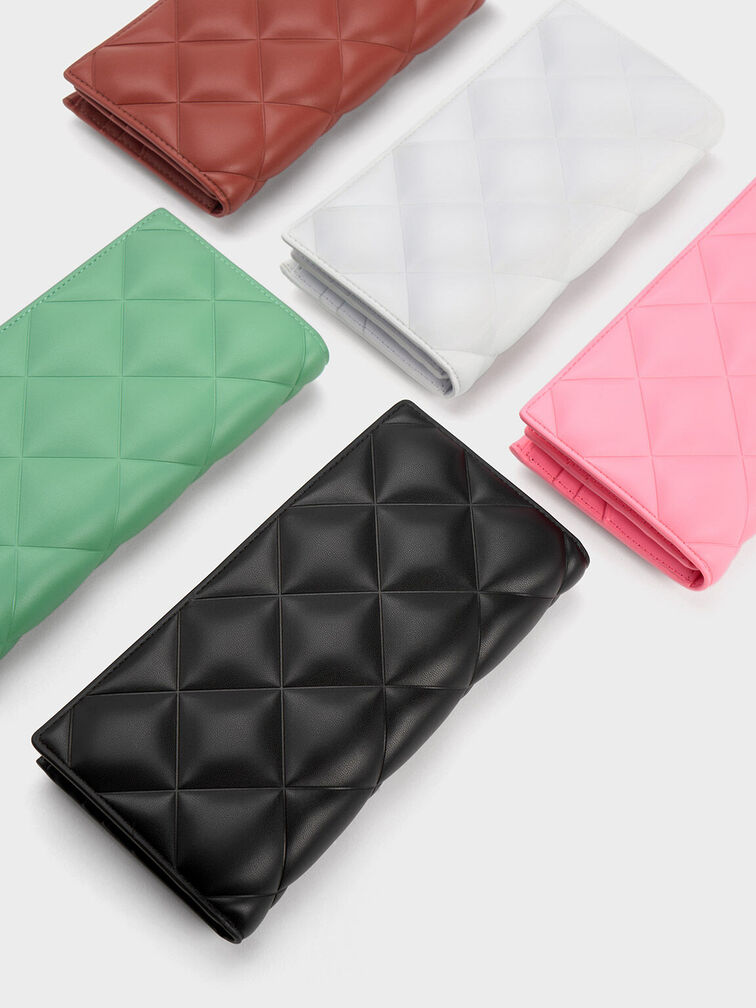 Danika Quilted Long Wallet, Brick, hi-res