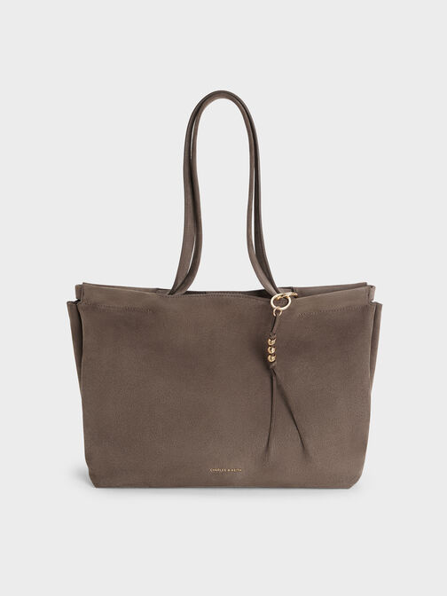 XL Zephyr Tassel Tote Bag, Stone Grey, hi-res