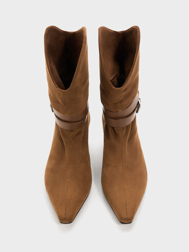 Karter Faux Suede Kitten-Heel Boots, Cognac, hi-res