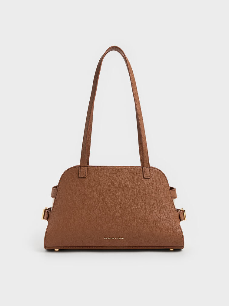 Aubrielle Belted Shoulder Bag, Chocolate, hi-res