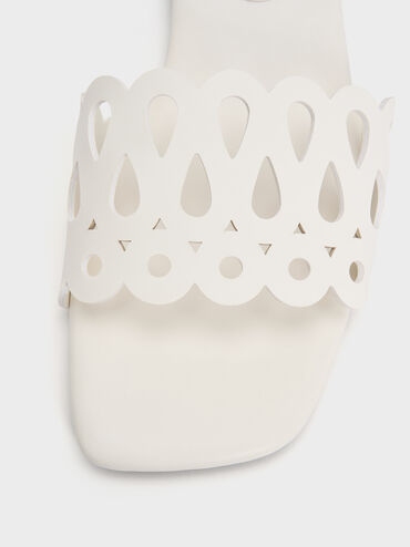 Cut-Out Slide Sandals, White, hi-res