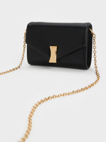 Lilibet Chain-Strap Wallet, Black, hi-res