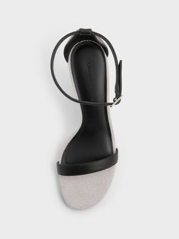 Two-Tone Ankle-Strap Wedges, Black, hi-res