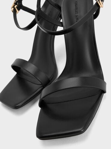 Ankle-Strap Heeled Sandals, Black, hi-res