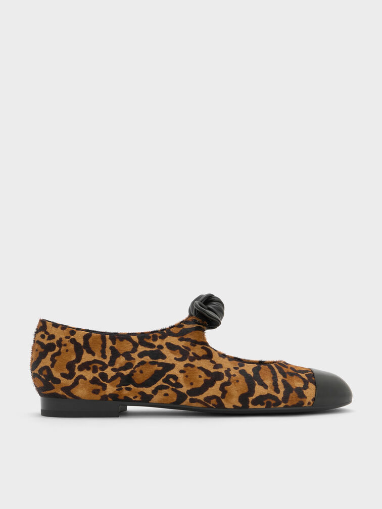 Calf Hair Leopard-Print Mary Janes, Animal Print Brown, hi-res