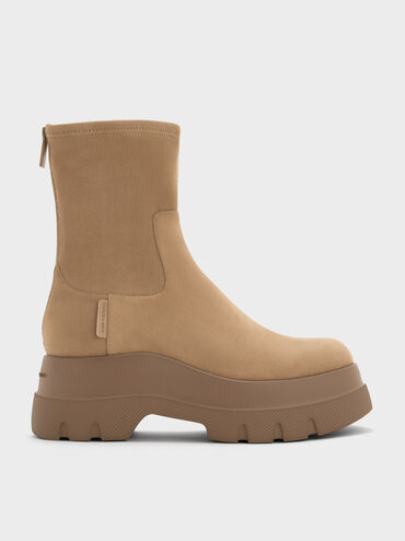 Leoi Faux Suede Chunky Ankle Boots, Camel, hi-res