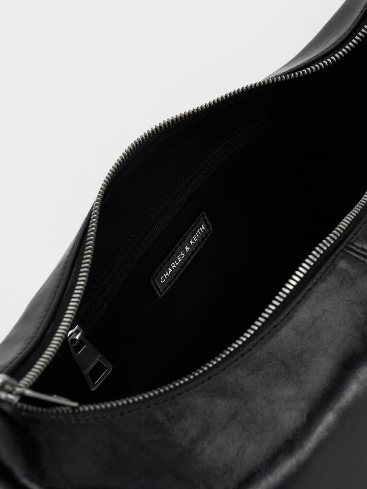 Bessie Side-Pocket Hobo Bag, Noir, hi-res