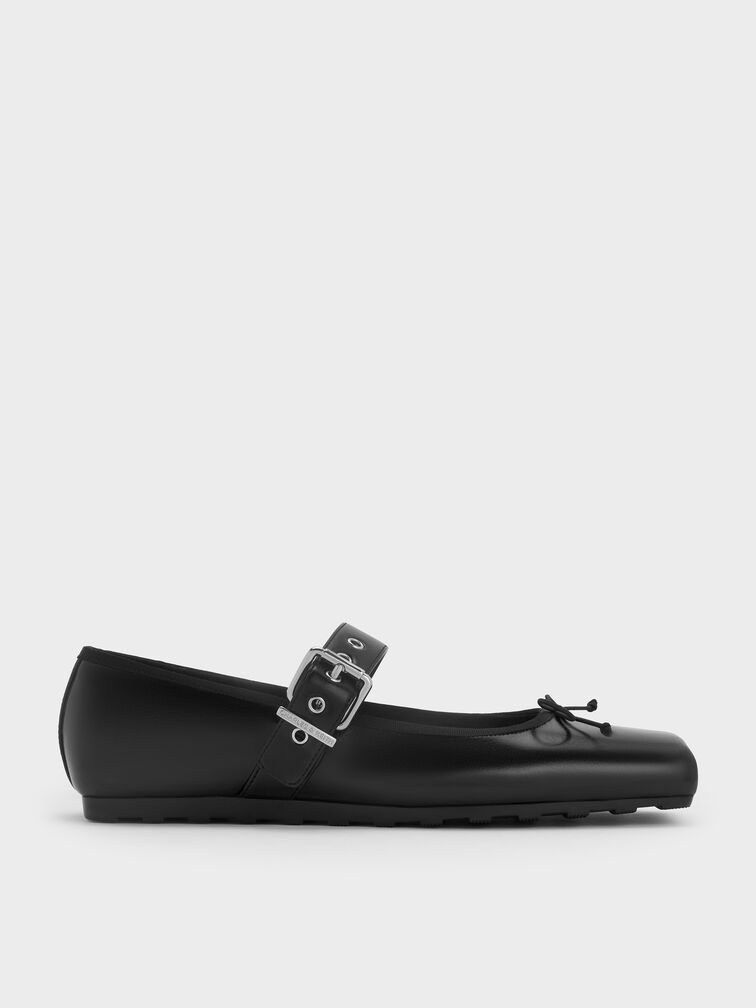 Myler Bow Mary Janes, Black, hi-res