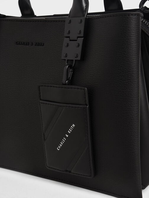 Cameron Double Top Handle Bag, Ultra-Matte Black, hi-res