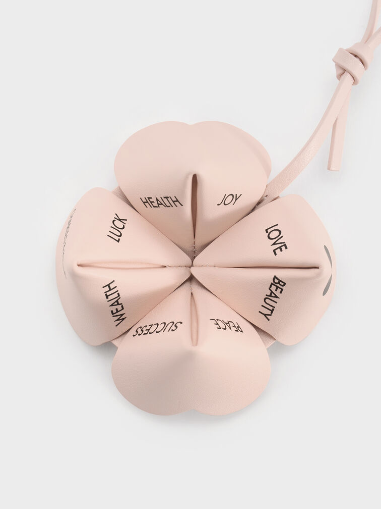Four-Leaf Clover Heart Charm, Powder Pink, hi-res