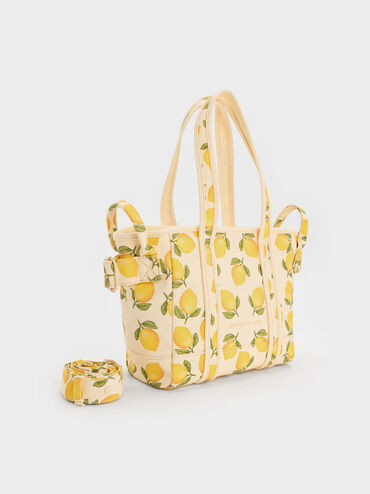 Amity Canvas Lemon-Print Tote Bag, Butter Yellow, hi-res