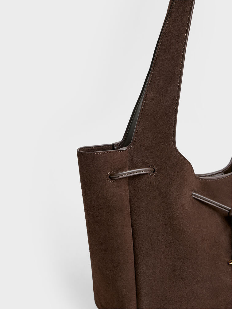Mila Metallic-Knot Tote Bag, Espresso Brown, hi-res