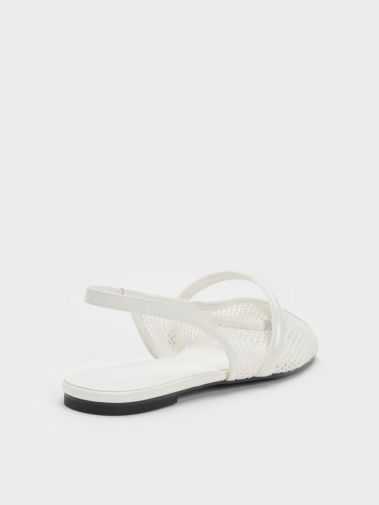 Ellory Mesh Slingback Mary Jane Flats, White, hi-res