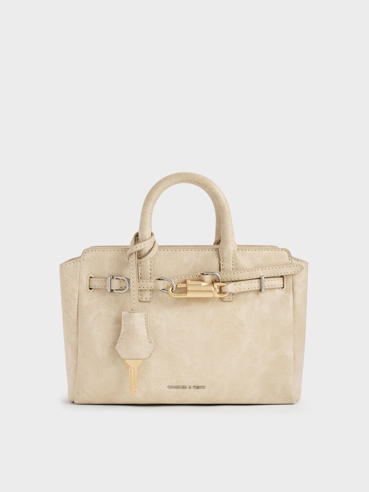 Mini Delfina Belted Tote Bag, Sand, hi-res
