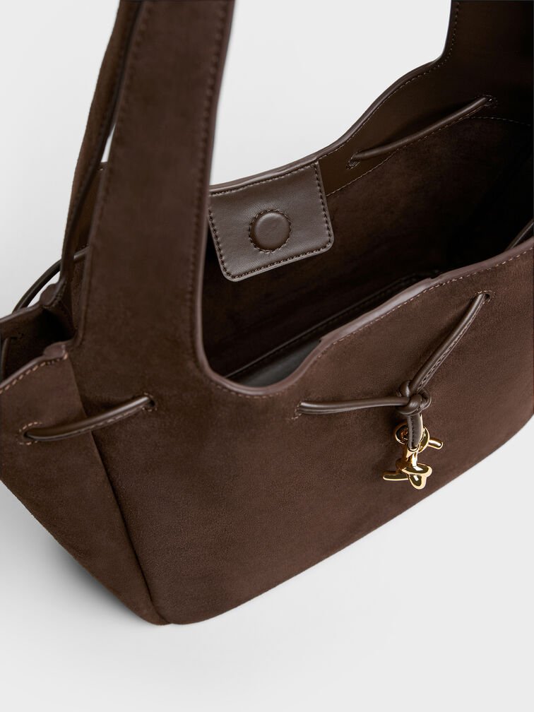 Mila Metallic-Knot Tote Bag, Espresso Brown, hi-res