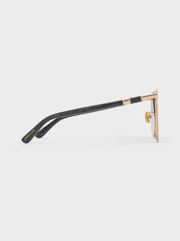 Ophelia Square Sunglasses, Black, hi-res
