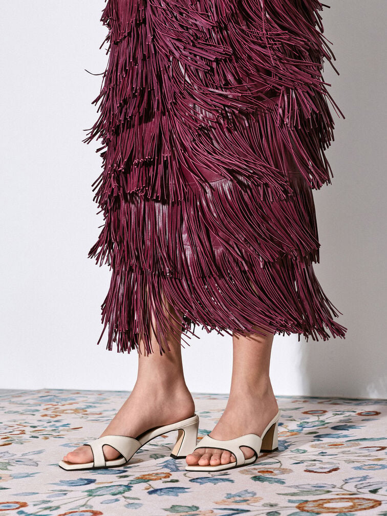 Cut-Out Square-Toe Heeled Mules, Chalk, hi-res