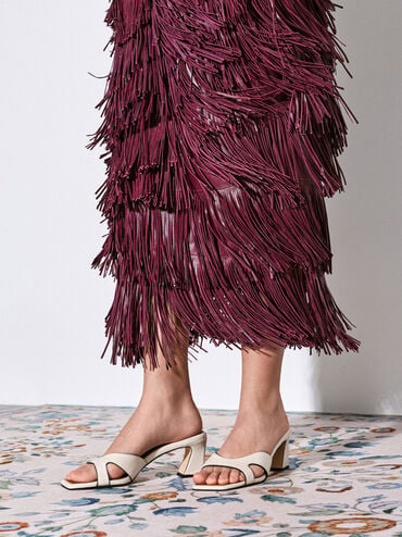 Cut-Out Square-Toe Heeled Mules, Chalk, hi-res