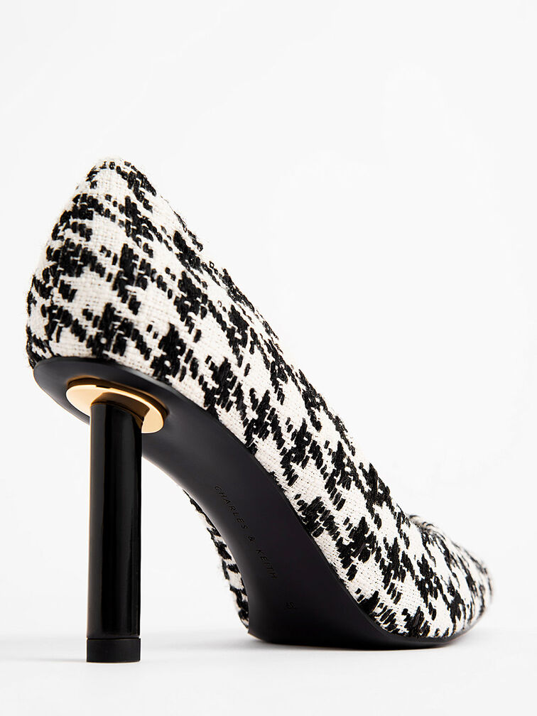 Houndstooth Print Cylindrical Heel Pumps, Multi, hi-res