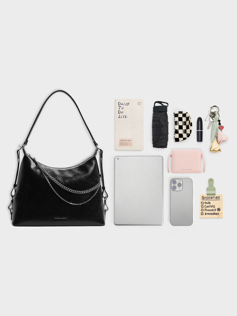 Atwood Chain Convertible Hobo Bag, Noir, hi-res