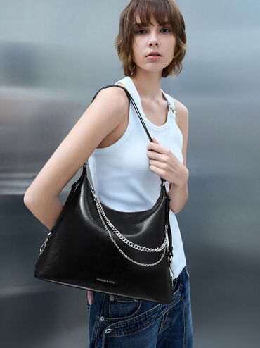 Atwood Chain Convertible Hobo Bag, Noir, hi-res