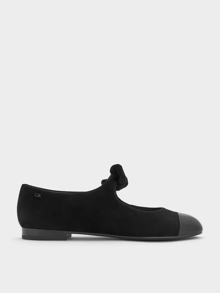 Suede & Leather Mary Janes, Black, hi-res