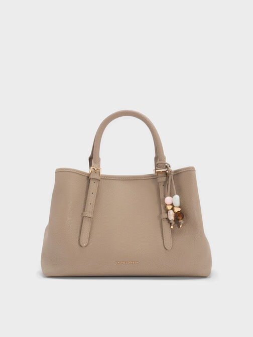 Baral Bead-Charm Tote Bag, Taupe, hi-res
