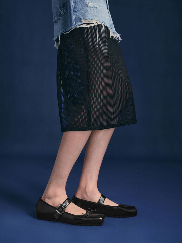 Myler Bow Mary Janes, Black, hi-res