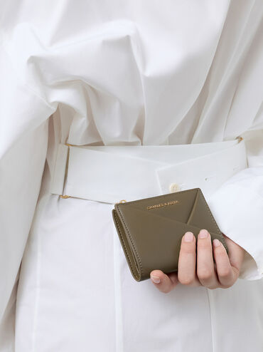Midori Geometric Small Wallet, Deep Olive, hi-res