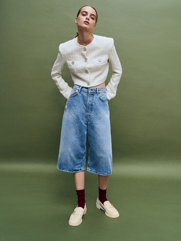 Marley Metallic-Accent Loafers, Chalk, hi-res