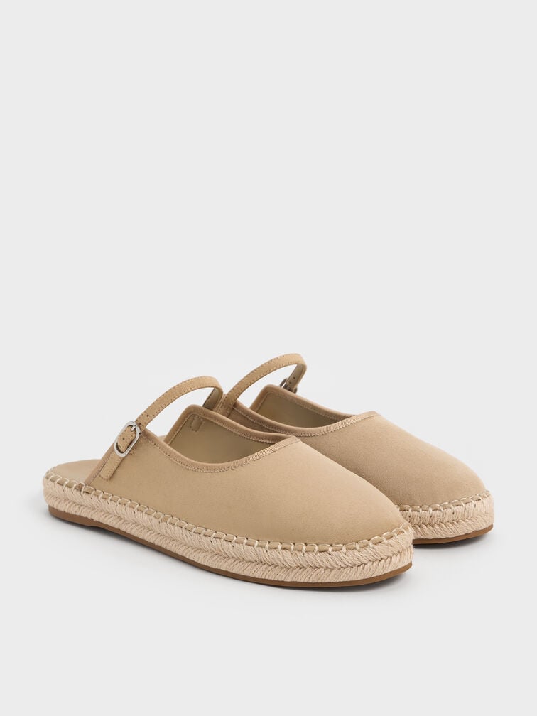 Bernadine Faux Suede Espadrille Mules, Sand, hi-res