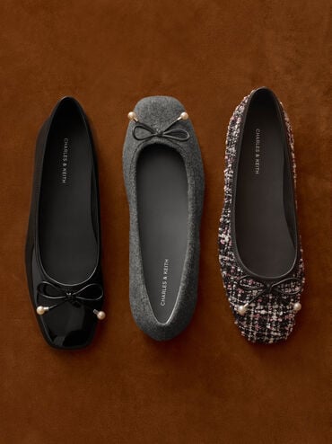 Barbara Tweed Pearl-Bow Ballet Flats, Multi, hi-res