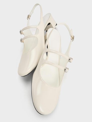 Clementine Double-Strap Slingback Mary Jane Pumps, Chalk, hi-res