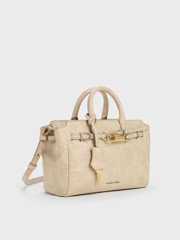 Mini Delfina Belted Tote Bag, Sand, hi-res