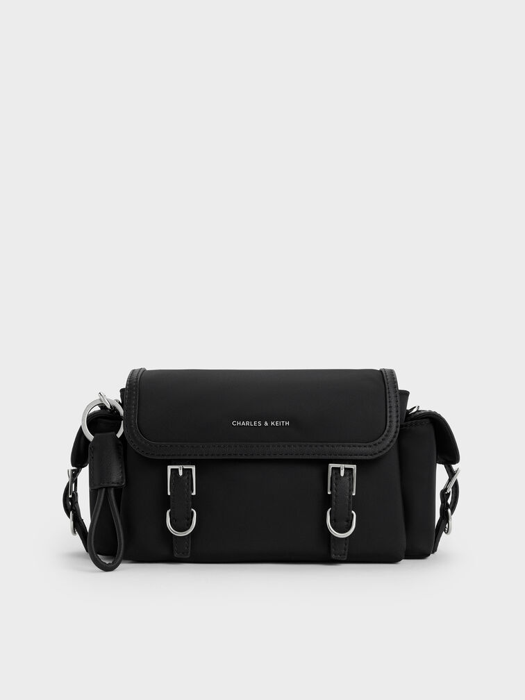 Levy Nylon Buckled Crossbody Bag, Noir, hi-res
