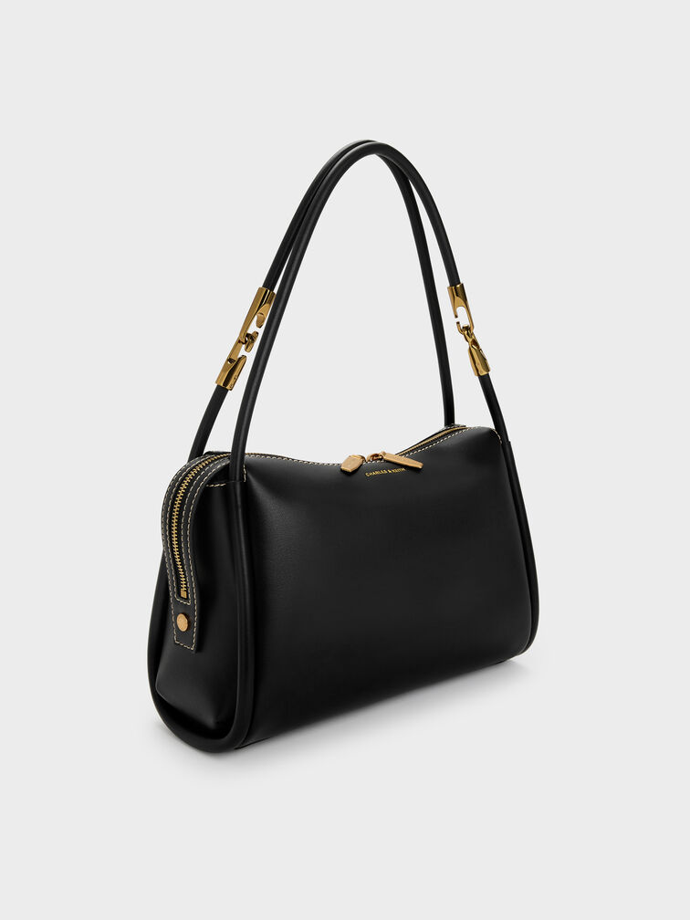 Lyla Tubular Slouchy Shoulder Bag, Black, hi-res