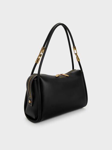 Lyla Tubular Slouchy Shoulder Bag, Black, hi-res