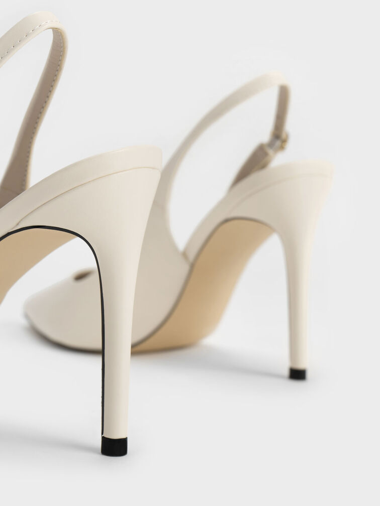 Stiletto Heel Slingback Pumps, Chalk, hi-res