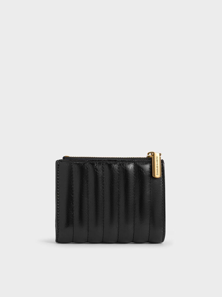 Donna Panelled Top-Zip Wallet, Black, hi-res