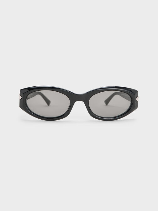 Edie Oval Sunglasses, Black, hi-res