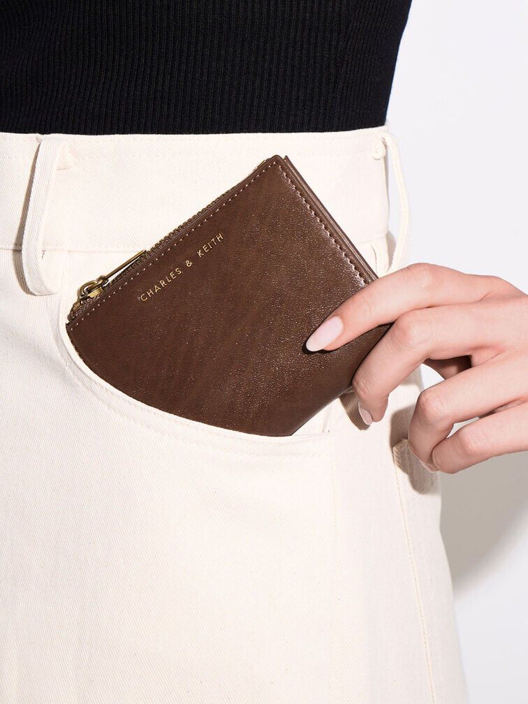 Harmonee Top-Zip Small Wallet, Chocolate, hi-res
