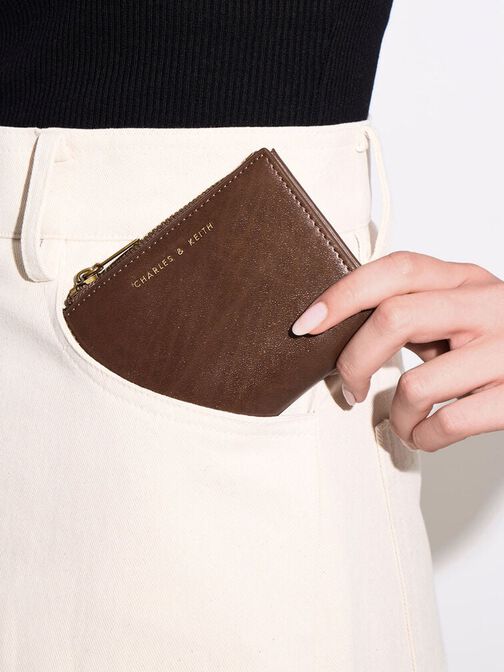 Harmonee Top-Zip Small Wallet, Chocolate, hi-res
