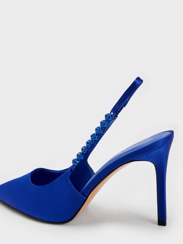 Flores Gem-Strap Slingback Pumps, Blue, hi-res