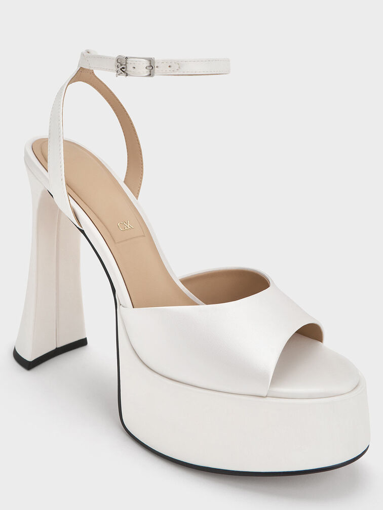 Michelle Platform Sandals, White, hi-res